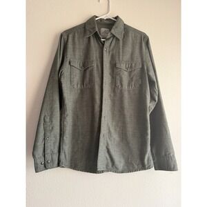 Ascend Men's Sea Pine Green Shirt Herringbone Slub Long Sleeve Button Down Small